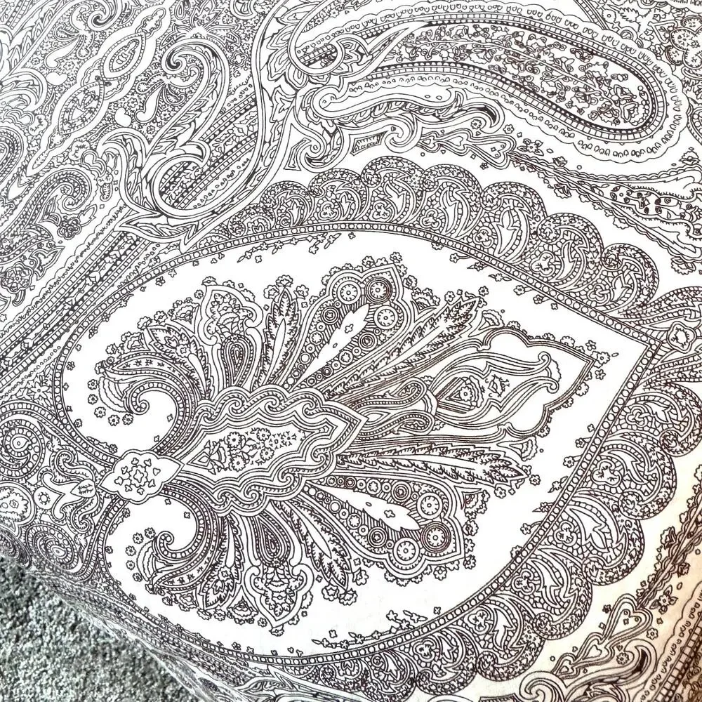 Crate and Barrel Full/Queen Duvet Cover Gray Paisley Reversable 100% Cotton EUC